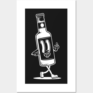 Retro Walking Glass Bottle Walking Illustration Posters and Art